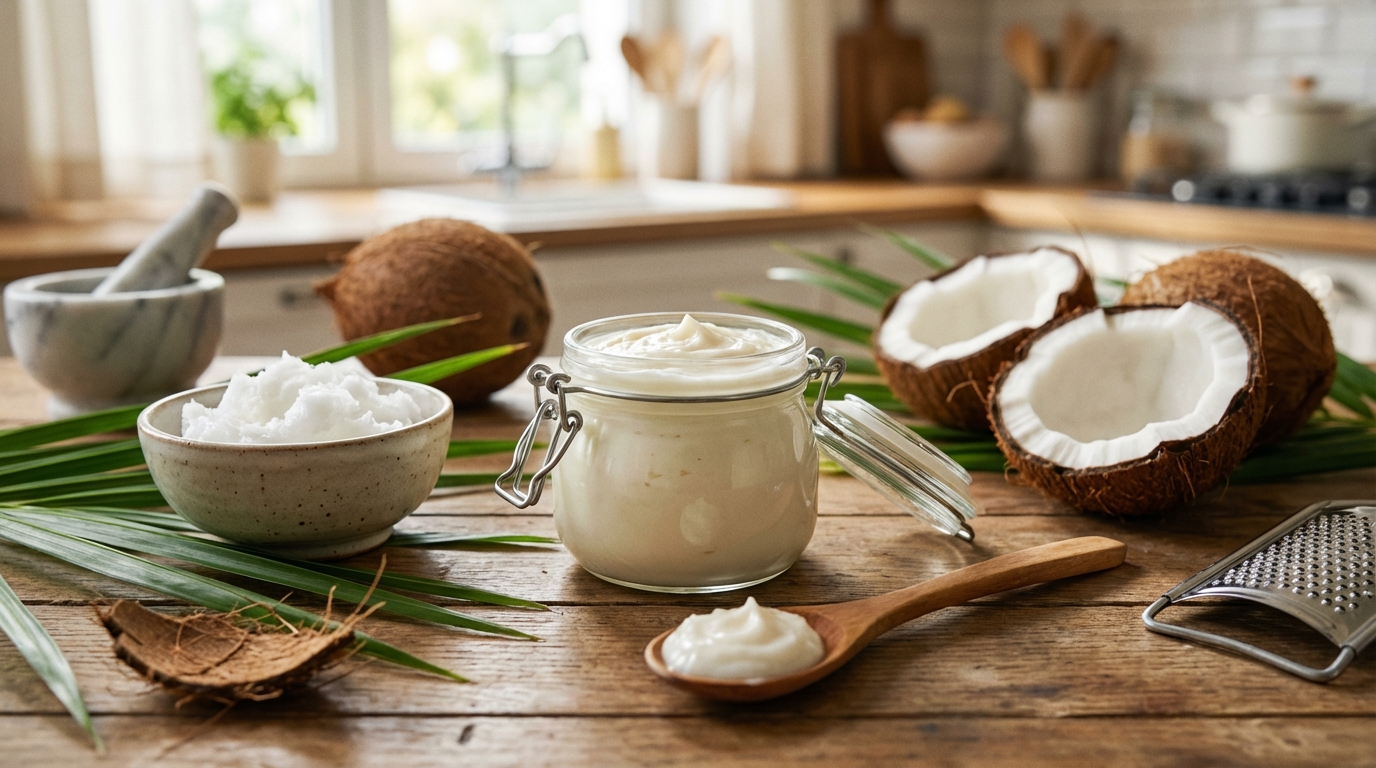 découvrez notre recette maison d'après-shampoing naturel à l'huile de coco pour des cheveux doux, nourris et facilement démêlables au quotidien.