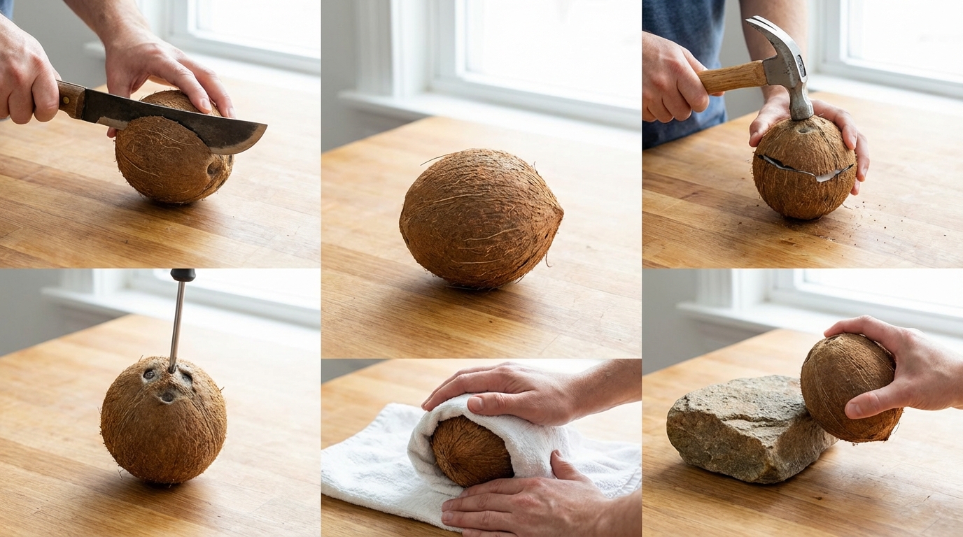 découvrez 5 méthodes simples et efficaces pour ouvrir une noix de coco facilement. suivez nos conseils pratiques pour profiter rapidement de sa chair et de son eau rafraîchissante.