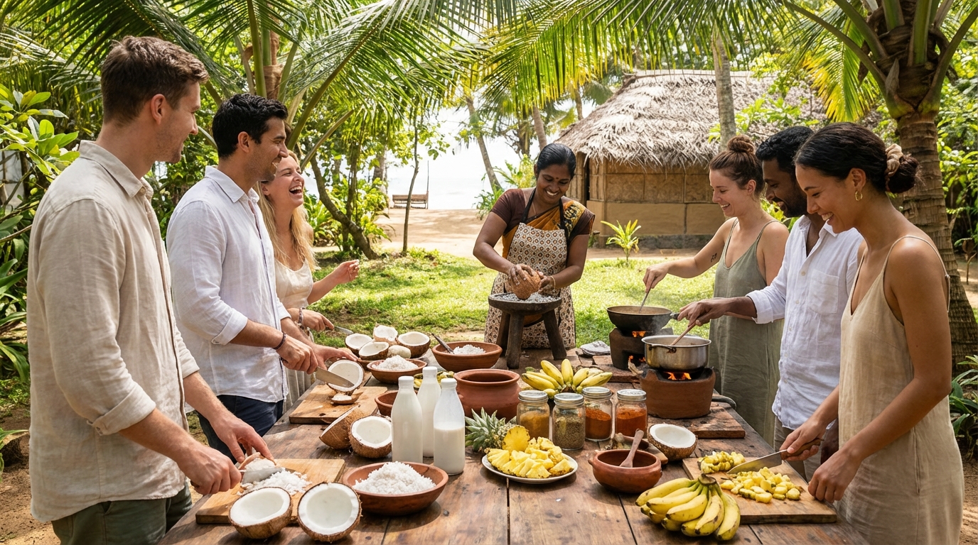 découvrez nos cours de cuisine avec la noix de coco, des ateliers culinaires authentiques dans les pays tropicaux pour maîtriser les saveurs exotiques et techniques locales.