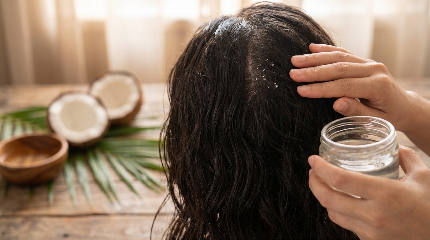 découvrez comment l'huile de coco peut traiter efficacement les pellicules tout en apaisant votre cuir chevelu grâce à ses propriétés nourrissantes et anti-inflammatoires.