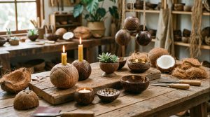 découvrez comment l'upcycling des noix de coco permet de transformer les déchets en objets déco uniques et écologiques, alliant créativité et durabilité.